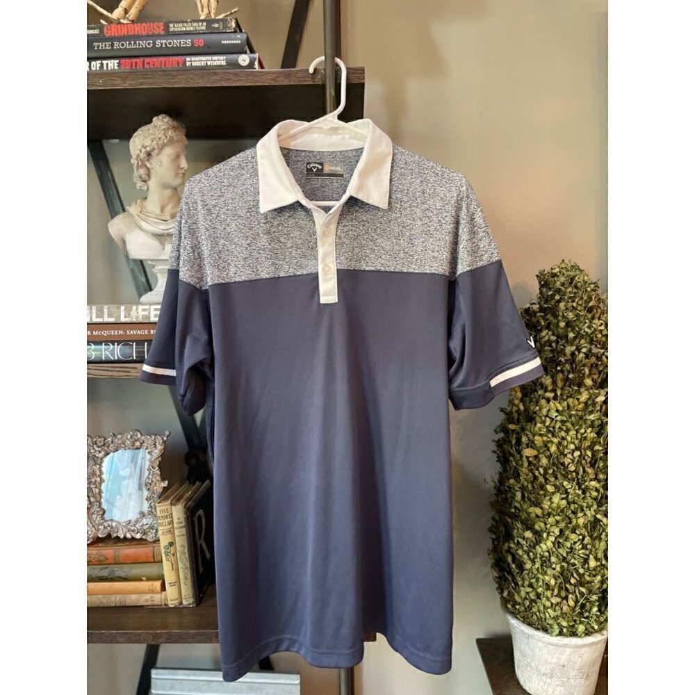 Callaway Opti Dry Lightweight Golf Polo Navy Grey Mens Large